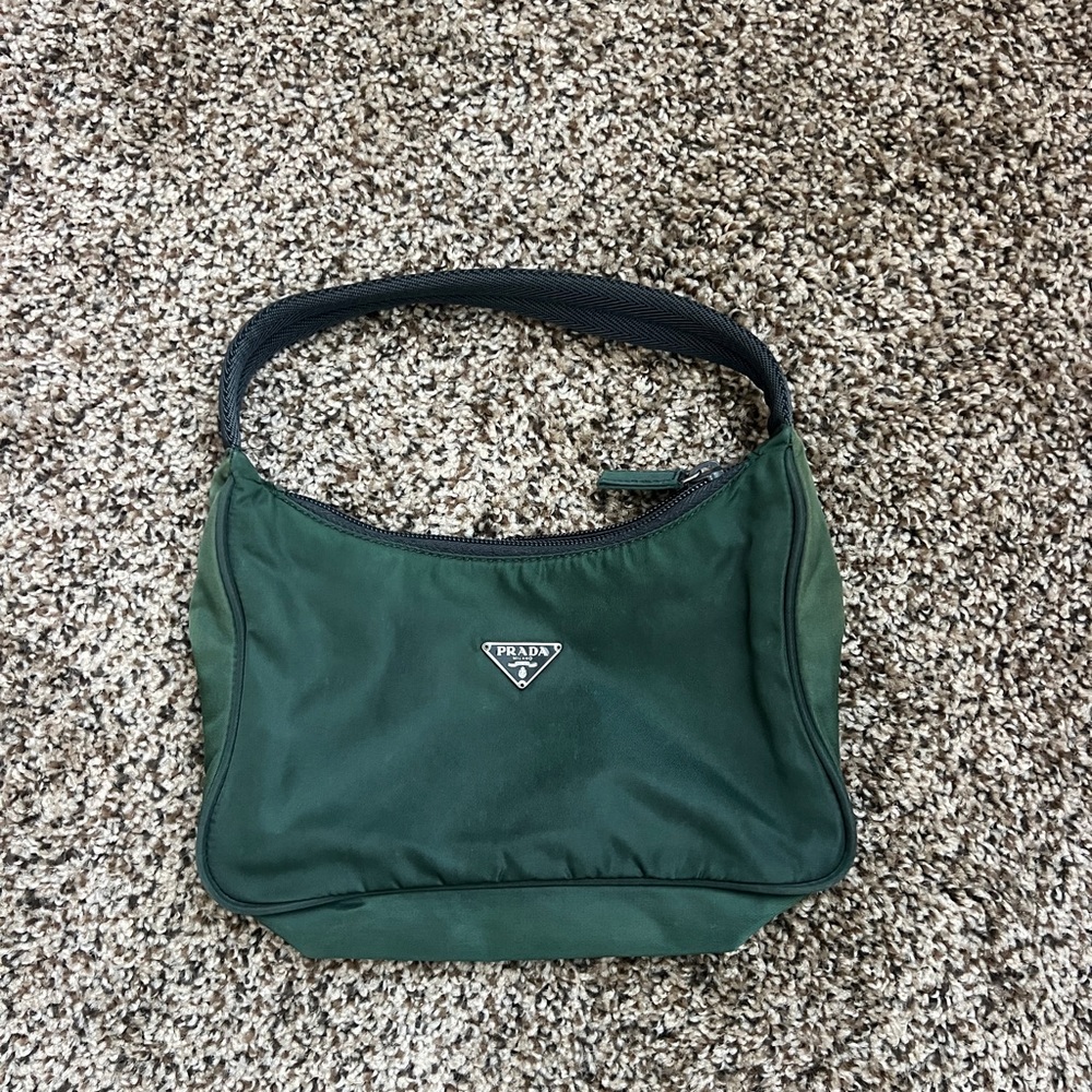 Prada Green Nylon Shoulder Bag